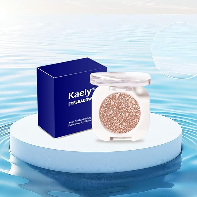 Light Brown Glitter Single Eyeshadow, Lightweight Blendable Mini Eye Shadow for Older Women, Monochrome Eyeshadow Palette Makeup Pigmented Waterproof, Vegan & Cruelty-Free, 09