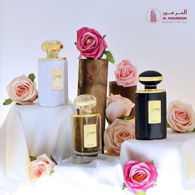 Al Haramain Junoon Noir - Arabian Perfume for Women - Floral Fragrance with Notes of Kumquat, Lime, Jasmine, Vanilla, Musk, Cedar - Arabic Long Lasting Femme Scent - Eau de Parfum - 2.5 oz EDP Spray