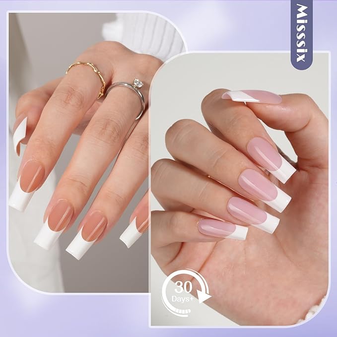 Misssix XBASICTIPS French Protecting Builder Gel and Top Coat, Prevent French Nail Tips Area chipping, Protect French Press on nails, 15ml