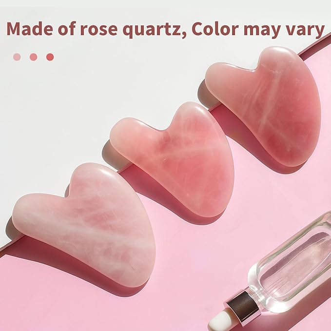 huefull Gua Sha Facial Tools for Face and Body –Spa Gifts for Women, Natural Rose Quartz Guasha Tool for Face, Relieving Tension,Self Care Gift for Women & Men