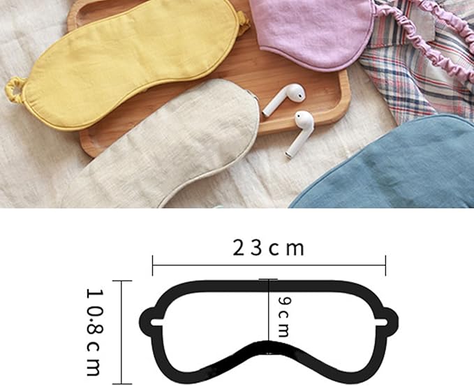 100% Pure Linen Sleep Mask Blackout Eye Mask for Sleeping, Eye Cover with Adjustable Strap - Organic Cotton Core Linen Eyes Mask Breathable for Travel - Gift for Women Men (Bleached Color)