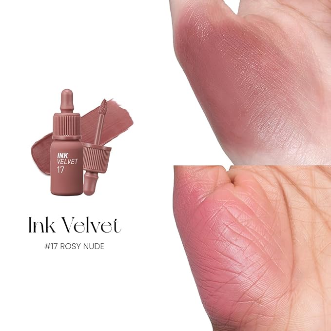 Peripera Ink the Velvet Lip Tint - High Pigment Color, Longwear, Weightless, Not Animal Tested, Gluten-Free, Paraben-Free (17 ROSY NUDE)