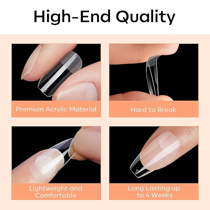 Modelones Short Coffin Nail Tips - 500Pcs Fake Nails Gel Tips Half Matte Full Cover No Filed Stronger Press on for Manicure Extension Art DIY Salon 10 Sizes
