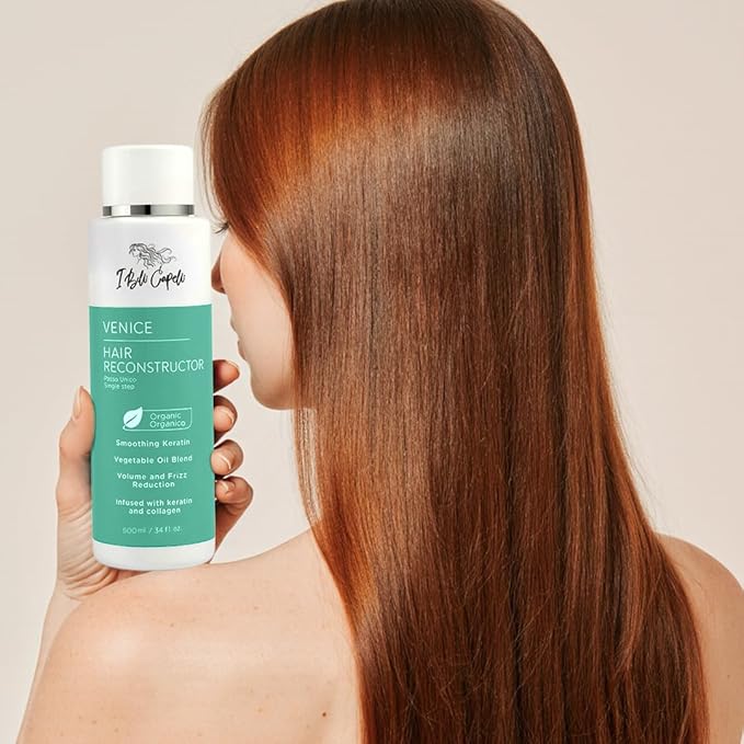 I Belli Capelli Venice Hair Reconstructor, Organic Keratin Hair Treatment Straightening in 1 Step- Formaldehyde Free, Keratina Organica, Keratina Para Alisar El Pelo Sin Formol (16.9 Fl Oz/ 500 ml)