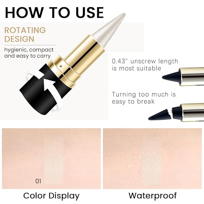 evpct 1Pcs Silver Gel Eyeliner Pencil Eye Black Face Paint Stick Makeup Set Waterproof Matte Cream Crayon Eyeliner Pencil Set Cat Eye Liners Eyeshadow Guide delineador de ojos contra el agua