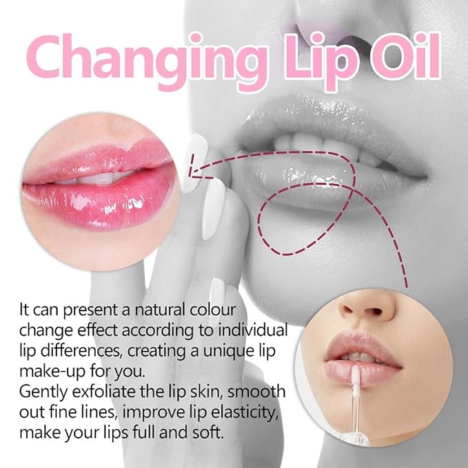 2 Pcs Magic Color Changing Lip Oil,Moisturizing Lip