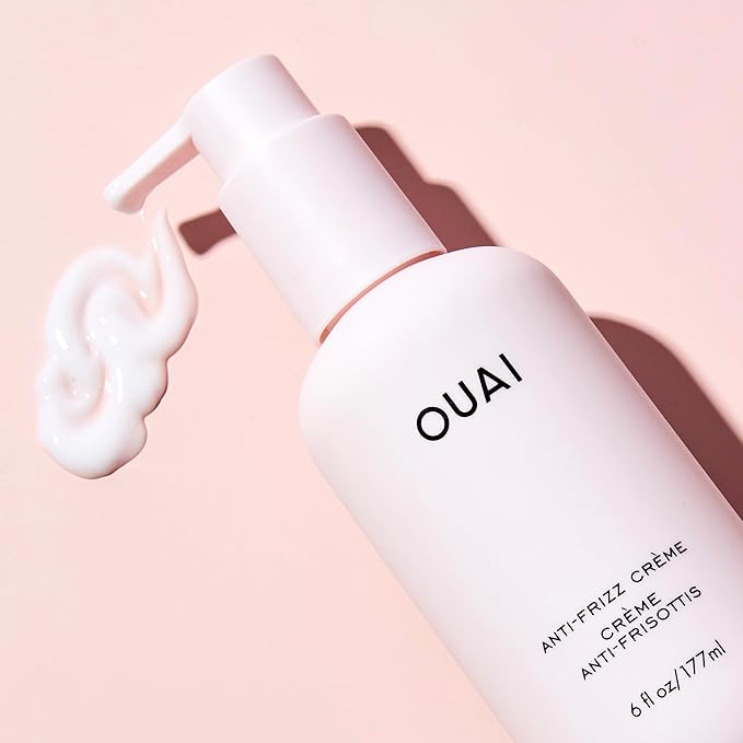 OUAI Anti Frizz Cream Travel Size - Moisturizing Hair Cream with Frizz Control & Heat Protection - Provides Hydration with Jackfruit & Beetroot Extract - Paraben, Phthalate & Sulfate Free (3 oz)