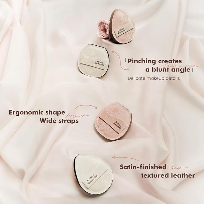 Makeup Sponge, Rubycell, Flat-cut Shape,Foundation Sponges with Glossy PU Leather, for Liquid/Sheer Foundations, Cosmetic Puff, Medium Bounce,Travel Friendly & Reusable,2pcs & Storage Case