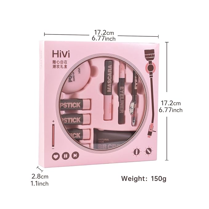 LAMUSELAND Makeup Kit for Women Girls Full Kit, 9 Pieces All in One Professional Makeup Gift Set for Beginner, include Lipstick, Eyebrow, Eyeliner, BB Cream, Powder, Mascara (B)