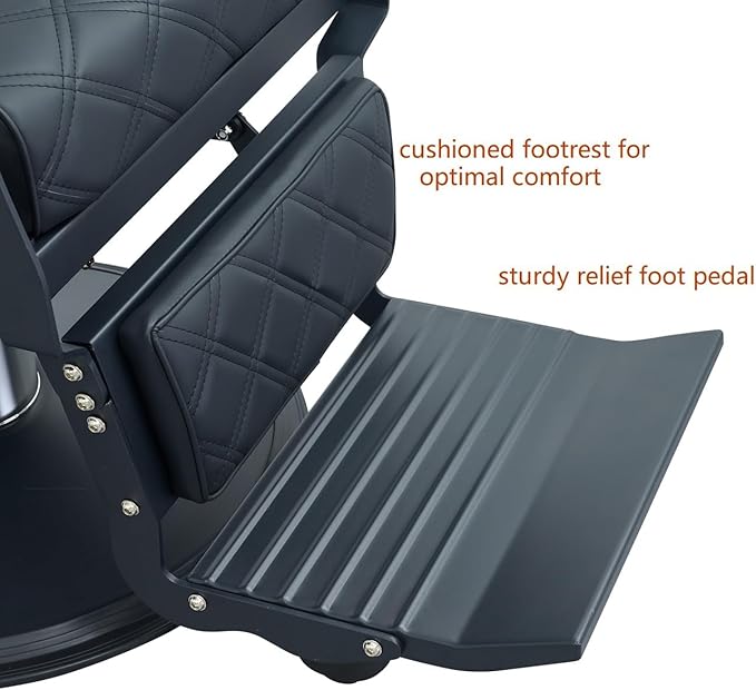 Kaleurrier Black Salon Chair Reclining: Professional Hydraulic Barber Chairs with Headrest and Footrest - Adjustable Heavy Duty Styling Chair for Home Hair Beauty Salon Massage Barbershop Tattoo