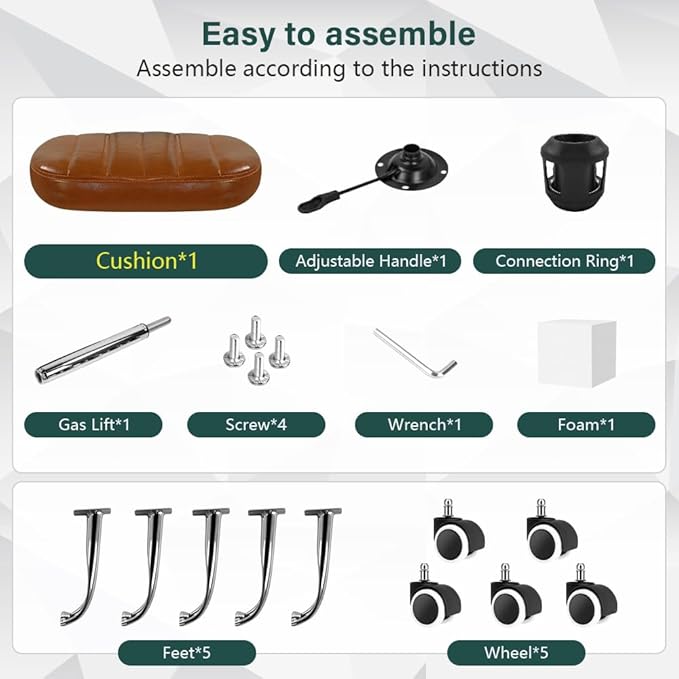 Minimalist Square Swivel Stool with Wheel for Work SPA Shop Massage Height-Adjustable and Cost-Effective Rolling Stool Chair (Brown)