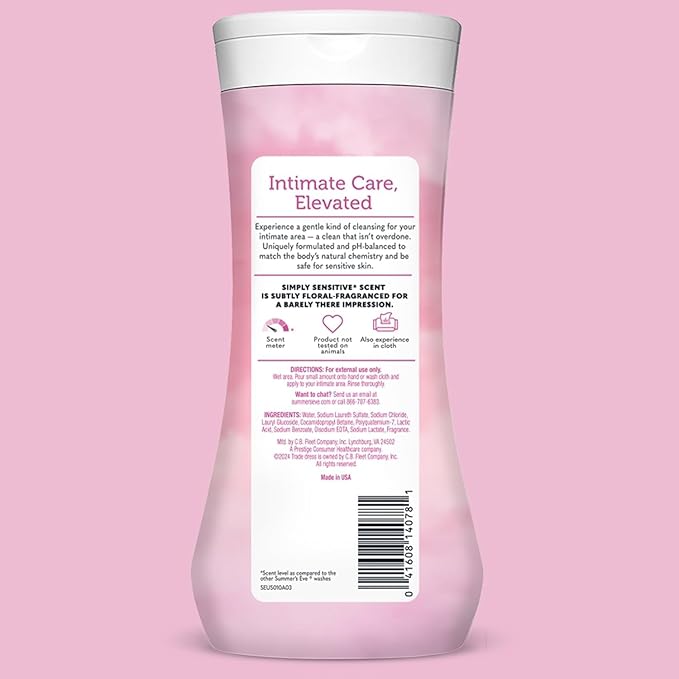 Summer's Eve, Whole Body Deodorant for Women, Ultimate Odor Control, Aluminum Free Deodorant, 3 Fl Oz + Simply Sensitive Daily Gentle All Over Feminine Body Wash, Removes Odor, pH Balanced, 15 fl oz