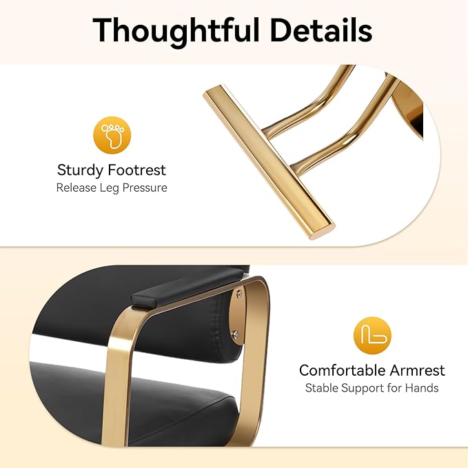 Stylist Salon Chair 360° Rotatable Barber Chair Hydraulic Pump Styling Vanity Chair Spa Beauty Equipment for Hair Stylists, Tattoo Artists, Max Load 440 LBS (Black and Golden)