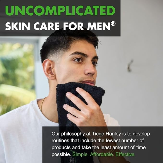 Tiege Hanley Skin Care Set for Men, Essential Routine, System Level 1, Daily Face Wash, Facial Scrub, Moisturizer With SPF, and Night Cream for Healthy, Hydrated Skin, Men’s Skin Care, 4 Piece Kit