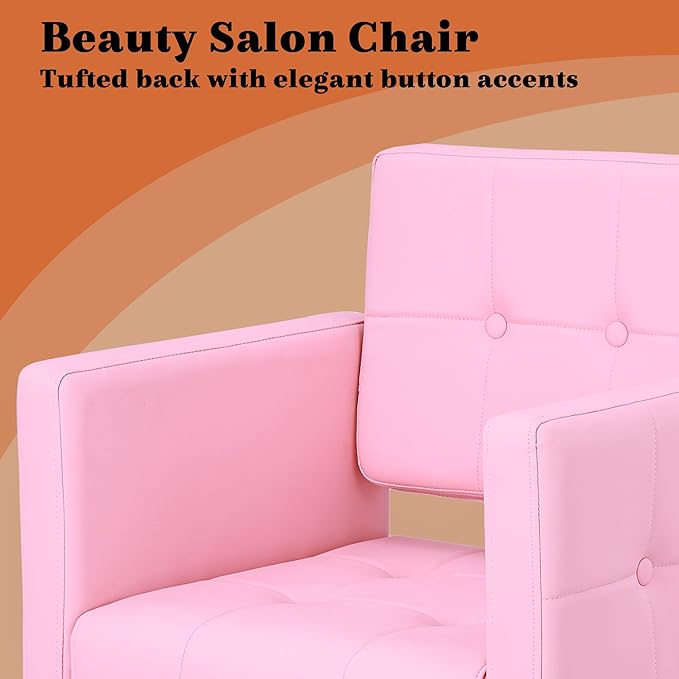 Pink Styling Chair for Hair Stylist,Wide Seat Hydraulic Hair Salon Chair Barber Chair, 360° Swivel,Recline 135°,Beauty Spa Cosmetology Shampoo Hairdressing Braiding Tattoo Chair for Women