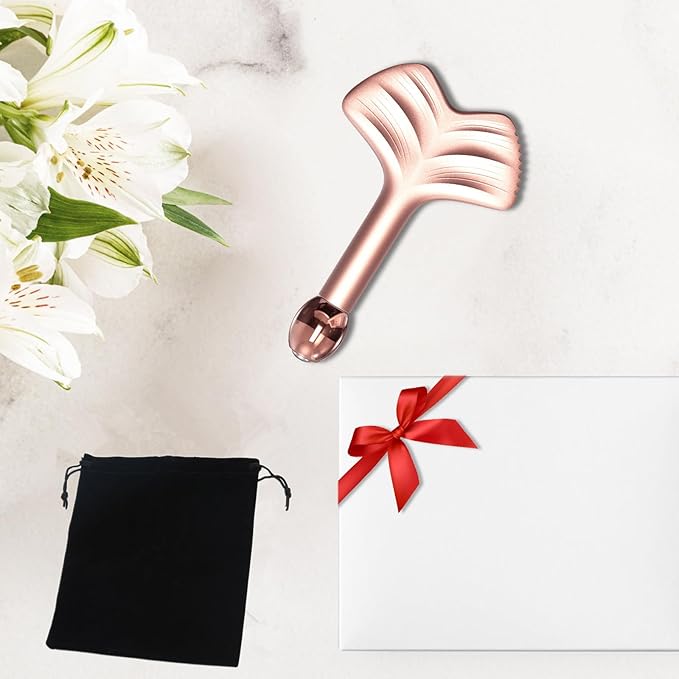 Stainless Steel Gua Sha & Face Rollers - Metal Roller for Eyes & Neck, Anti-Aging Facial Massage Tools, Gua Sha Facial Tool Kit (Leaf Shape)