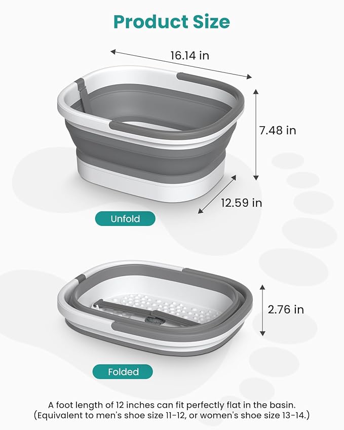 Nekteck Foot Soaking Tub Collapsible Bucket for Foot Bath Soak Tub, Foot Basin Foot Soaker with 138 Acupressure Nodes and Pumice Stone for Feet Massager Pedicure Foot Spa, Gifts for Men Women Dad Mom