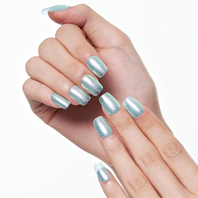 GLAMERMAID Glitter Silver Press On Nails Extra Short Square, Handmade Jelly Soft Gel Nails Fake Nails kit, Glossy Nails Glue on Nail Reusable Acrylic False Nails Manicure Kits for Women