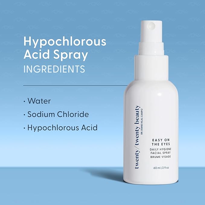 twenty/twenty Easy On The Eyes – 0.02% Hypochlorous Acid Spray to Cleanse Eyelashes – Reduce Eyelid Irritation – Safe for Sensitive Skin – Ophthalmologist Developed–Vegan, Clean Ingredients – 60ml