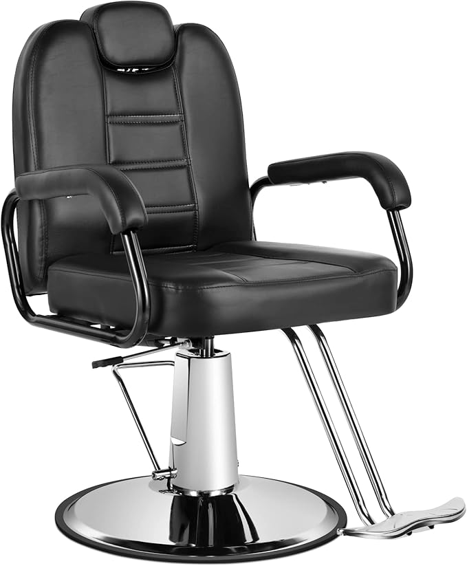 Artist hand Barbers Chairs, Heavy Duty Hydraulic Reclining Salon Chair Spa Furniture Shampoo Reclining Extra Wider Seat Beauty Hair Salon Equipment(Black)