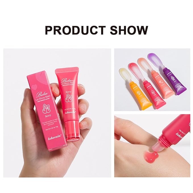 Lip Glowy Balm,4 Pack Fruit Glowy Lips