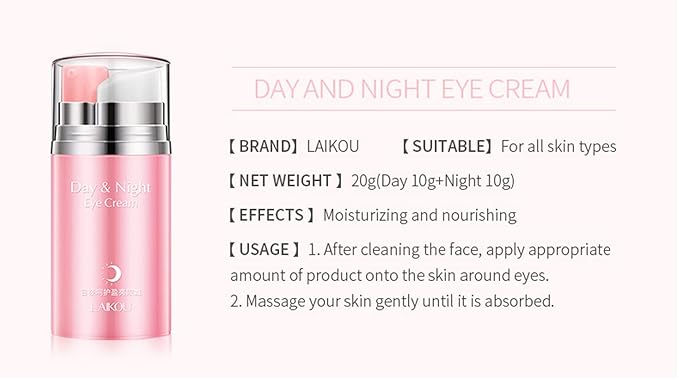 Rose Essential Oil Day and Night Eye Cream, Eye Cream for Dark Circles & Puffiness, Moisturizing Hydrating Fade Fine Lines Eye Bags Removal Dark Circles Firming Eye Skin For Women, Gift for Travel