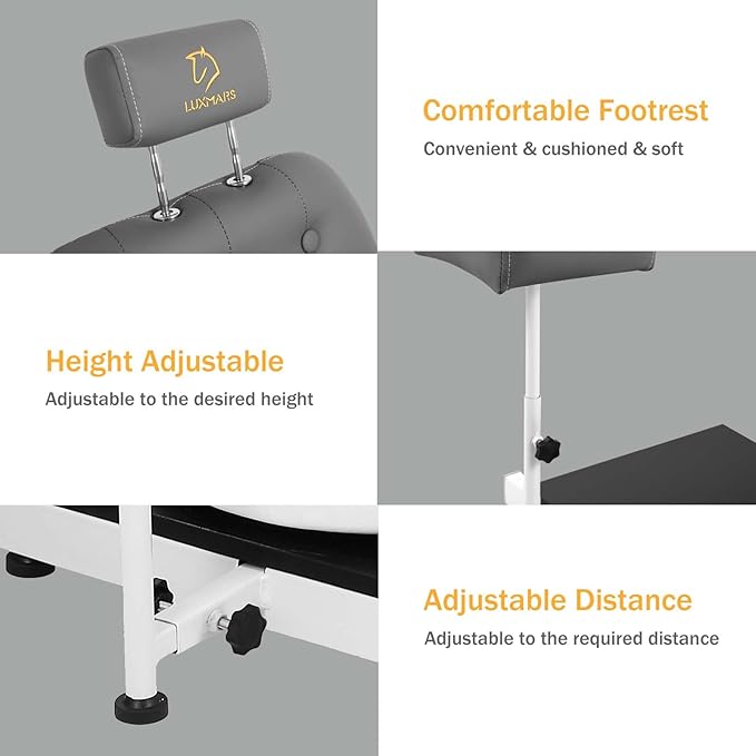 Reclining Pedicure Chair with Foot Massage Basin & Stool, Hydraulic Adjustable Pedicure Chair Station, 360° Rotation Beauty Spa Salon Unit Station Gray