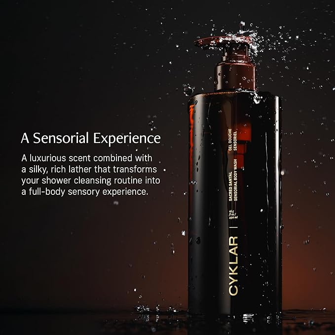 CYKLAR Sensorial Body Wash. Sacred Santal Hydrating Cleanser with Moisture Locking Multi-Oil Complex, Sodium PCA and Glycerin. Nourishing Shower Gel for Women and Men, 16.5 Fl Oz Luxury Bodywash