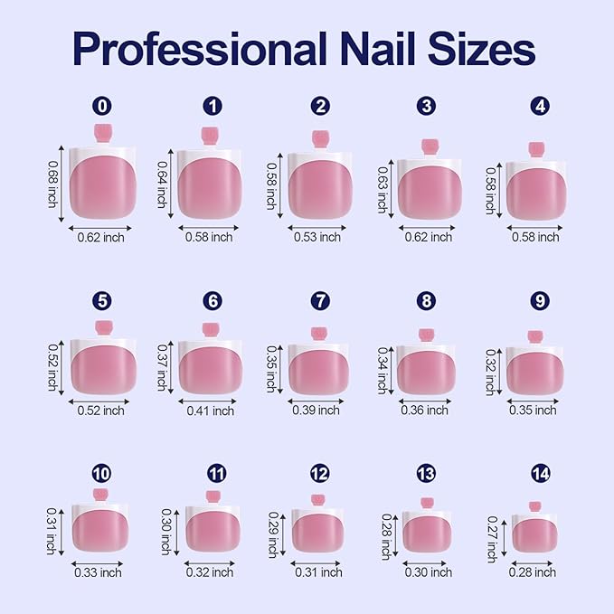 Misssix Press On Toe nails Short, 150Pcs French Toe Nail Tips Pink White, Square Soft Gel Fake Toe Nail Tips Extensions for Women Nail Art DIY 15 Sizes