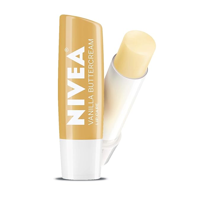 NIVEA Vanilla Buttercream Lip Care - All Day Moisturizing Lip Balm for Soft Lips - Pack of 4