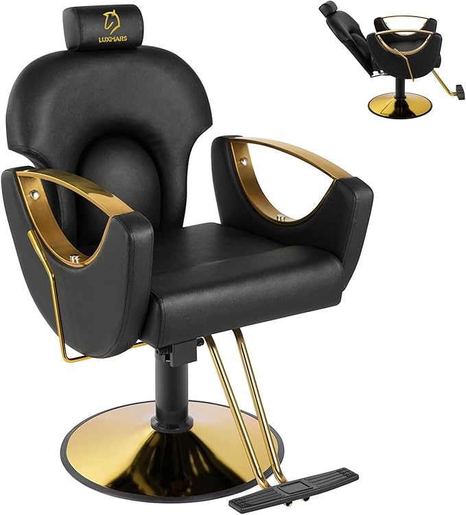 Hydraulic Barber Chair, Salon Chairs 360 Degrees Rolling Swivel Hair Styling Chair, Adjustable Height Hair Stylist Tattoo Salon Beauty Spa Chair Styling Equipment - Black