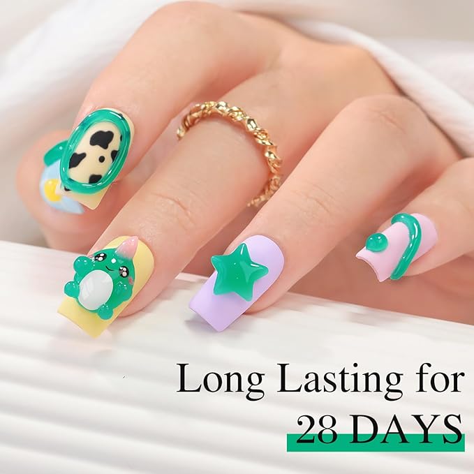 Double Rhythm 0.5 Oz 3D Nail Gel Art Sculpting No Wipe for Designs DIY Nail Art for Drawing, Molding,and Decoration (3D Sculpting Gel Green)