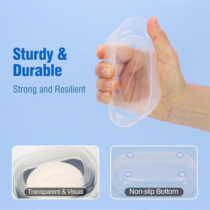 Soap Box, Travel Soap Container, Bar Soap Case with Removable Draining Layer - Clear Style A