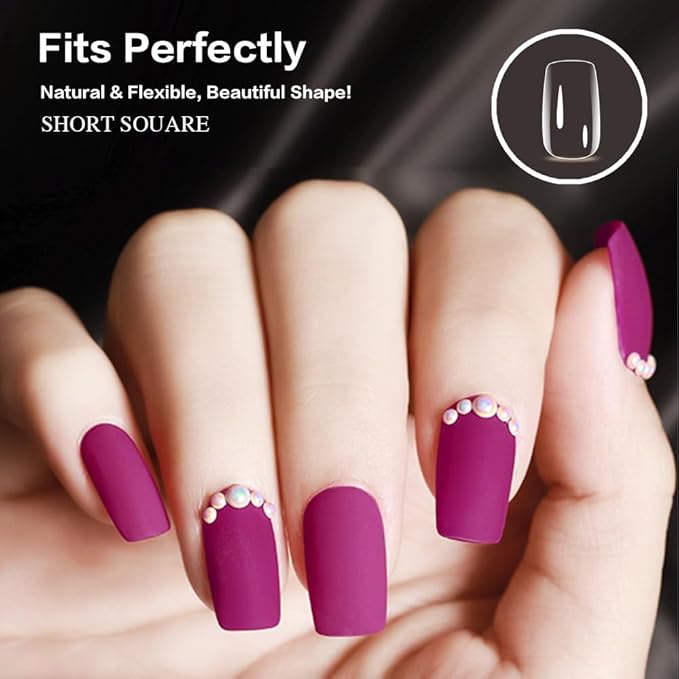 Short Square Nail Tips 504PCS, Clear Acrylic Full Cover Gel Press on Nail Tips for DIY Salon, 12 Sizes Pre-Shaped False Nails with Glossy Finish, Professional Manicure Kit & Easy Application