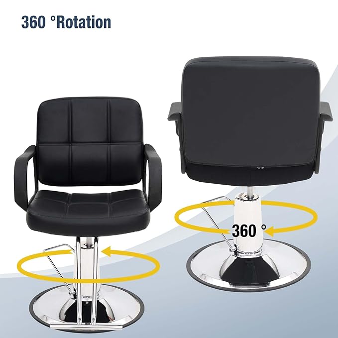 Tatub 360° Barber Chairs for Barbershop, Heavy Duty Hydraulic Pump Swivel Salon Chair with Height Adjustable, Salon Equipment for Hair Stylist - Dark Black