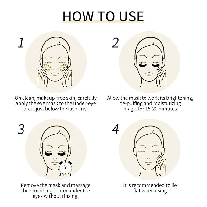 Under Eye Patches-24k Gold Eye Mask Pads - 60 Pieces, Collagen Hyaluronic Acid Eye Mask, Anti-Aging, Reduce Dark Circles, Puffiness and Wrinkles, For Men and Women