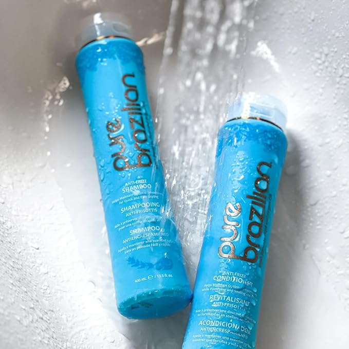 Pure Brazilian Anti-Frizz Daily Shampoo, Salt-Free, Color Safe, with Keratin, Argan Oil & Acai for Prolonged Treatment & Smooth Hair, 33.8 Fl Oz