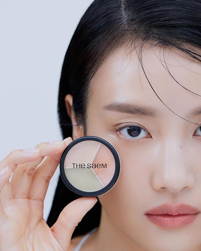THESAEM Cover Perfection Triple Pot Concealer 05 Dark Up Beige - for Fair to Light Skin Tone - Dark Circle Corrector, Brightener, Shimmer Highlighter - Radiant Glow Skin for Flawless Finish