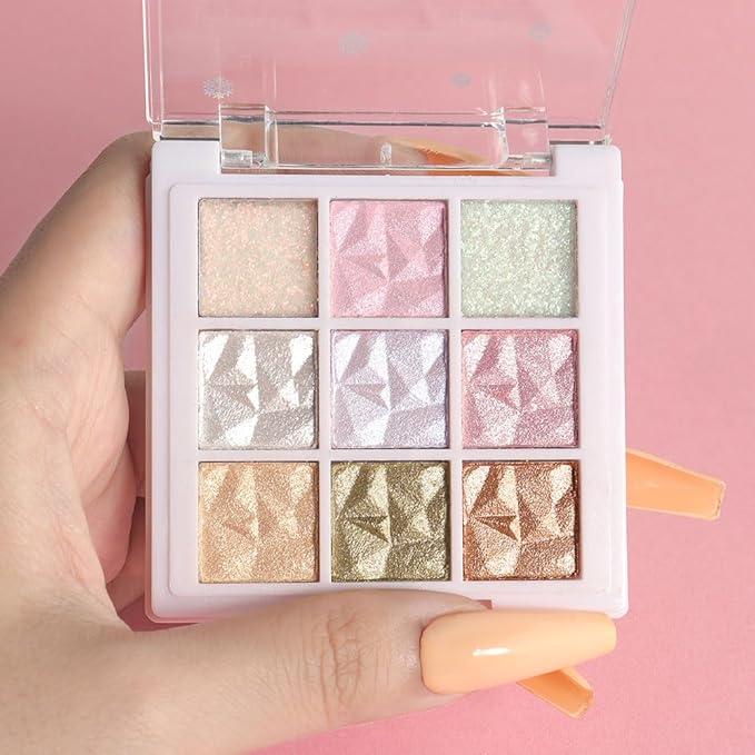 9 Colors Pink Pearl Gold Matte Shimmer Eyeshadow Palette for Eye Makeup,High Pigmented Brown Eye Shadow Primers Powder Palet de sombras de ojos-16#