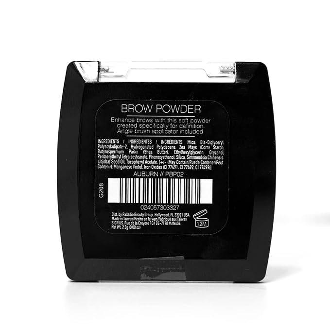 Palladio Brow Powder for Eyebrows, Soft and Natural Eyebrow Powder with Jojoba Oil & Shea Butter, Helps Enhance & Define Brows, Compact Size for Purse or Travel, Includes Applicator Brush, Auburn