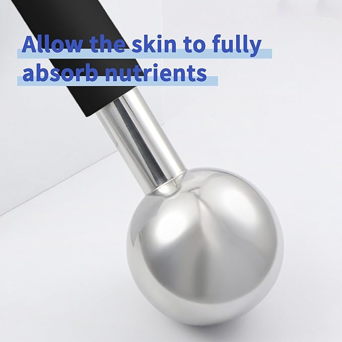 Ice Globes for Face Eyes, Unbreakable Stainless Steel Cool Massagers for Skincare Routines, Multifunctional Cold Roller Cooling Globes for Puffiness, Sagging Skin, Fine Lines Facial Relaxation (Black)