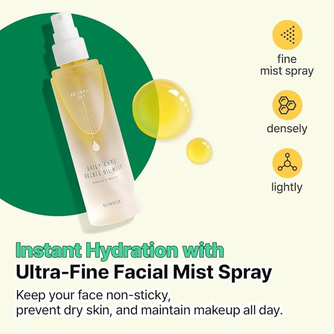 EUNYUL Daily Care Double Oil Mist 3.38 fl. oz Korean Skincare Face Mist for Deep Hydrating