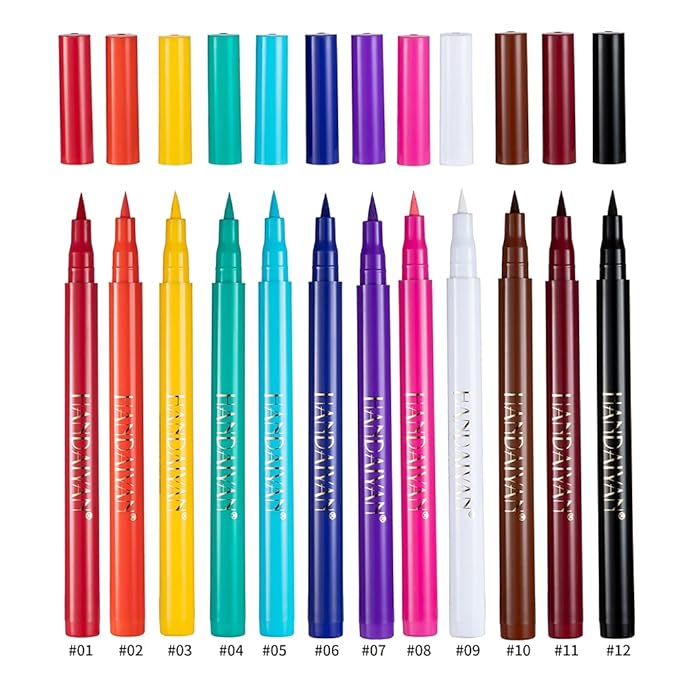 BestLand 12 Colors Matte Liquid Eyeliner Set Rainbow Colorful Neon Eyeliner Pencil Pigmented Waterproof Smudgeproof Long Lasting Gel Eye Liner Christmas Makeup Gift Kit for Women (Set E)