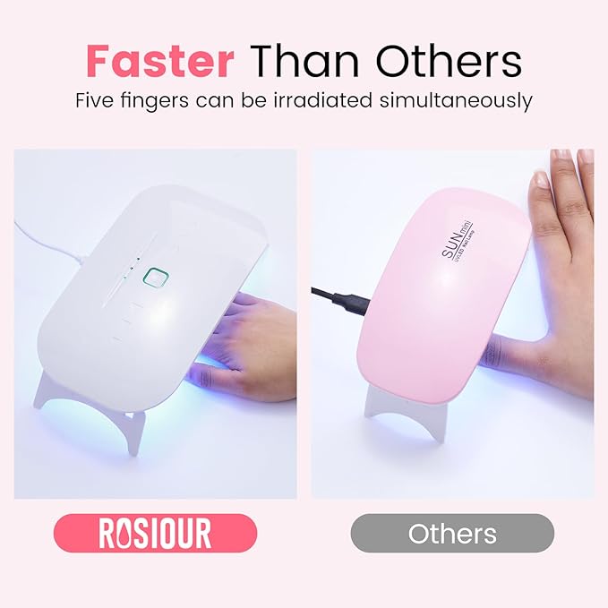 Gel Nail Polish Kit with U V Light, Hema-Free Bright Red Light Baby Pink Violet Pink Summer Gel Polish Set with Base & Top Coat Chrome Nail Powder, 4 Colors Mini Salon Nail Art Starter Gift for Women