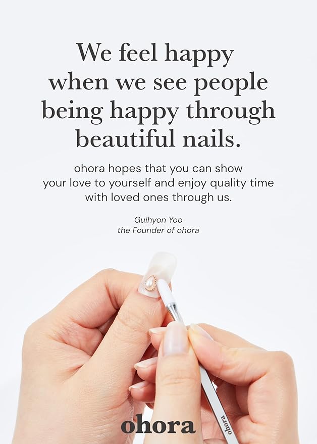 ohora Semi Cured Gel Nail Strips (N Newtro no.1) - White, Metallic, Works with Any UV/LED Lamps, Salon-Quality, Long Lasting, Easy to Apply & Remove - Includes 2 Prep Pads, Nail File & Wooden Stick