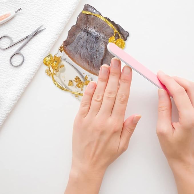 Resin Nail Art Palette, Nail Art Painting Palettes with Nail Palette Stirring Rod Gold Edge Nail Holder Nail Art Display Board Fashion Delicate Nail Tool Accessories, Type 4