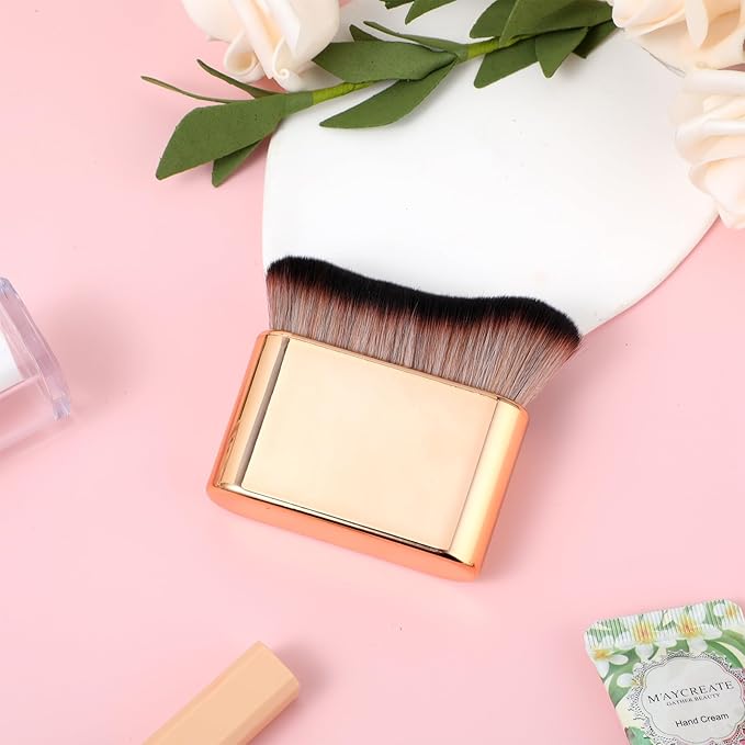 Self Tan Brush Soft Body Makeup Brush Portable Self Tanning Brush Self Tanner Face Brush Kabuki Foundation Brush for Body & Leg Makeup(Rose Gold)