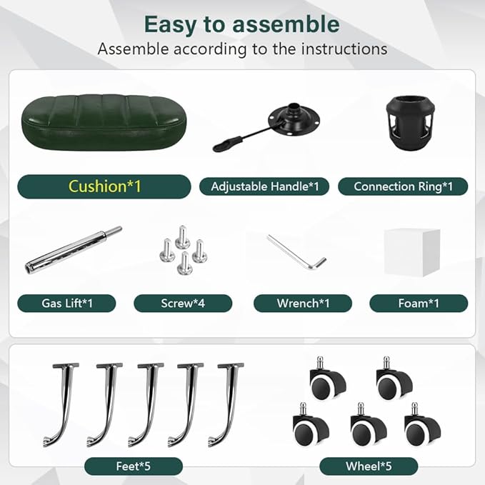 Minimalist Square Swivel Stool with Wheel for Work SPA Shop Massage Height-Adjustable and Cost-Effective Rolling Stool Chair (Green)