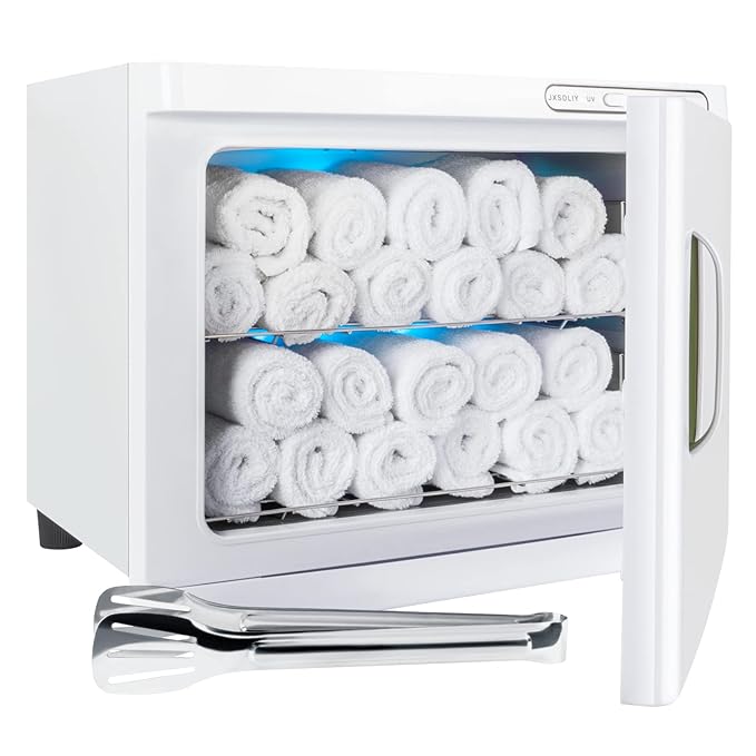Hot Towel Warmer Cabinet with LED Light - JXSDLIY 23L Large Capacity Towel Cabinet for Bathroom 2-in-1 Professional Hot Towel Warmers for Facials SPA Massage Salon Heats Up Quick Towel Heater (white)