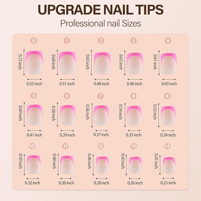 150Pcs French Gel Nail Tips, Vansiho Short Square Nail Tips, Pre-French Tips Press on Nails, Acrylic Fake Nails for Nail Art DIY 15 Sizes